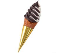 ComfyHarbor Realistic Fake Ice Cream Cone Display Prop, Lifelike PVC Simulation Model for Decoration, Photography Accessory and Visual Merchandising, 22x6cm ()(White+Brown)