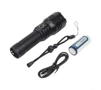 ComfyHarbor Rechargeable LED Flashlight 1000 Lumens With Zoom, 5 Modes, Aluminum Alloy Body, Battery Indicator For Camping Hiking Outdoor Night Adventures(B)