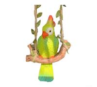 ComfyHarbor Resin Parrot Swing Figurine, Hanging Garden Decor Outdoor Bird Sculpture Ornament for Patio Lawn Balcony, Yellow Green Statue(green)