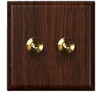 ComfyHarbor Retro Walnut Toggle Light Switch Panel, 86 Type 1/2 Way Rocker, Flame-Retardant PC Construction For Safe And Reliable Control Of Indoor Lighting In Living Rooms, Bedrooms(2 Gang)