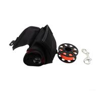 ComfyHarbor Scuba Diving Surfaces Marker Buoy Safety SMB Signal with 30M Spool Reel Stainless Steel Snap for Underwater Diving Training Red 120x15 cm