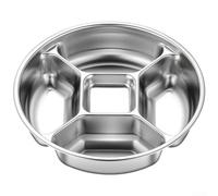 ComfyHarbor Serving Plates Stainless Steel Divided Tray for Sushi Platters Side Dishes Kitchen Prep 22.5cm