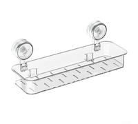 ComfyHarbor Shower Shelf No Drilling with Suction Cup - Waterproof Bathroom Organiser for Corner Storage - ABS Plastic Rack 36cm Grey(Re - Transparent)