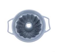 ComfyHarbor Silicone Fluted Cake Pan With Stainless Steel Handle For Easy Lifting, Large Capacity Non-Stick Baking Moulds For Cake, Bread, Jello, Oven Microwave Dishwasher Safe(grey)