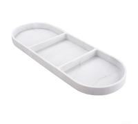 ComfyHarbor Silicone Storage Box 33x12x2cm Desktop Organiser for Snacks Remotes - Foldable Tray Black Grey White Marble Living Room(Marble)