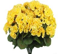 ComfyHarbor Silk Geranium Bouquets 14in UV Resistant for Garden(Yellow)