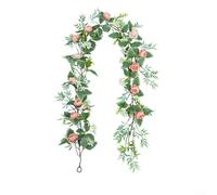 ComfyHarbor Simulated Rattan Decorative Arch with Rose Flowers, 190cm Artificial Vine Greenery for Home Wedding Party Decoration, Flexible Plastic Faux Plant Arrangement(B)