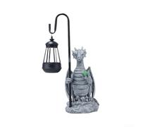 ComfyHarbor Solar Dragon Garden Statue 38cm Grey Resin Outdoor