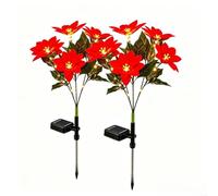 ComfyHarbor Solar Poinsettia Lights 4 Pack Red Flower Solar Poinsettia Lights(2pcs)