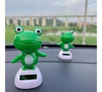 ComfyHarbor Solar Powered Dancing Frog Car Dashboard Decoration, Funny Head Shaking Bobblehead Ornament, Battery-Free ABS Plastic Auto Interior Accessory for Desk Home Office, Green 10cm