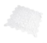 ComfyHarbor Squares Cotton Lace Tablecloth(A White 40cm)