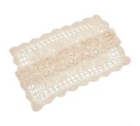 ComfyHarbor Squares Cotton Lace Tablecloth(D Beige 60cm)