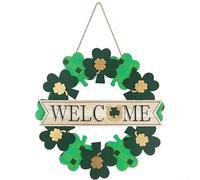 ComfyHarbor St Patricks Day Wreath For Door Decoration, Wooden Shamrock Wall Hanging With Leprechaun Hat DESIGNED, Festive Spring Ornament For Home Porch Party Entryway Decor(30cm Style C)