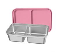 ComfyHarbor Stainless Steel Snack Containers, 2-Compartment Stackable Metal Lunch Box, For Kids Toddlers School Travel, Reusable Food Storage Cup, For Yogurt Fruit Nuts Sauce(Green)