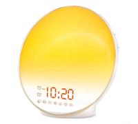 ComfyHarbor Sunrise Alarm Clock With LED Mood Light, Dual Alarms And FM Radio, 15 Colour Options, 8 Nature Sounds For Gentle Wake-Up And Relaxing Sleep, White(uk)