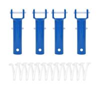 ComfyHarbor Swimming Pool Vacuum Head Handle Replacement Part with V Clips for Spa Pole Connectors Compatible with Standard Cleaning Tools (4 X Handle+12 X V-Clips)