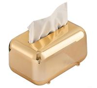 ComfyHarbor Tissue Box Holder Modern Plastic 18x12x11 cm with Non Slip Pad Electroplated Finish for Bathroom Bedroom Living Room Tabletop Napkin Storage Case(Gold)