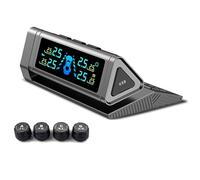ComfyHarbor TPMS Tire Pressure Monitor, With 4 External Sensors, Solar USB Dual Charging Three-Level Brightness Display, Six Alarm Modes, For Car SUV Truck(Silver)