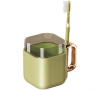 ComfyHarbor Transparent Toothbrush Holder With Handle, Dental Rinse Cup, Modern Bathroom Accessory For Home, Couples, Students And Children Daily Care, Sturdy Base And Wide Mouth Opening(Green)