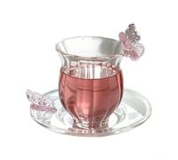 ComfyHarbor Vertical Ribbed Glass Cup, With 3D Butterfly Ornament