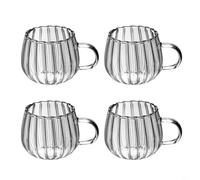 ComfyHarbor Vertical Ridged Glass Mugs, With Handle, Pumpkin Shaped Heat Resistant Cups, For Coffee, Tea, Juice, Milk, Hot Water, Household Kitchen Drinkware
