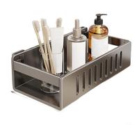 ComfyHarbor Wall Mounted Bathroom Shelf Organizer No Drill Storage Rack For Toiletries Skincare Products Modern Minimalist Design, Gray/Black/White, 29.5x12x6cm(Gray)