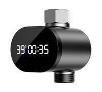 ComfyHarbor Water Flow Powered LED Shower Thermometer With Real-Time Temperature Display, Color-Changing Indicator For Hot Warm Cold, ABS Stainless-Steel, Fits Shower Bath Faucet, Black