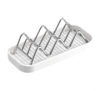 ComfyHarbor Wavy Soap Dish, for Kitsch Shampoo Bars, Rustproof 304 Steel Holder, Self-Draining Shower Tray for Conditioner, Non-Slip Base, White, 1 Pack