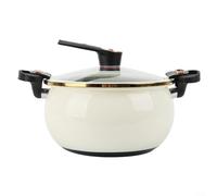 ComfyHarbor White Enameled 8 L Pressure Cooker Pot with Double Ear Design for Convenient Home Cooking and Large Batch Soup(Silver white)