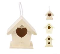 ComfyHarbor Wooden Bird House for Garden, Natural Wood Nesting Box with Heart or Double Layer Design, Wild Bird Shelter for Outdoor Yard Wildlife Habitat(A)