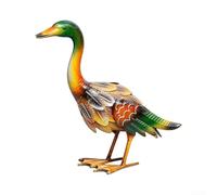ComfyHarbor Wrought Iron Duck for sculpture 34cm Tall Outdoor Art Wrought | Exquisite lifelike textures, vibrant green finish, 31cm length, handmade artisan craft, eye-catching design