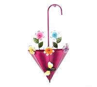 ComfyHarbor Wrought Iron Wall Umbrella Shape Outdoor Wrought Iron Wall Umbrella(Rose red)