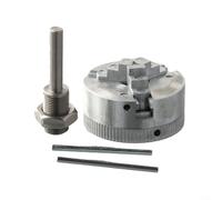 ComfyHarbor Z011 Metal Manual Drill Chuck Three-Jaw Four-Jaw Lathe Chuck Set with Connecting Rod for Electric Drill Zinc Alloy Silver 12x1mm Thread(C)