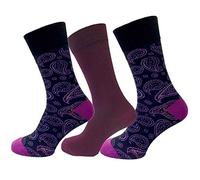COMFYLOT & KK TRADERS MCR LTD 3 Pairs Men's Alexander Green luxury Bamboo Designer Socks Paisley 7-11 UK (Purple)