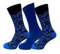 COMFYLOT & KK TRADERS MCR LTD 3 Pairs Men's Alexander Green luxury Bamboo Designer Socks Paisley 7-11 UK (Blue)
