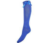 COMFYLOT & KK TRADERS MCR LTD Girls Knee High Cotton Socks with Fluffy Ribbons Bow, Kids Over The Knee Back to School Uniform Party Wear Legwarmer Long Socks (1 Pair), (Royal Blue-7-10 Years)