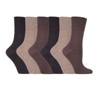 COMFYLOT & KK TRADERS MCR LTD Ladies Diabetic Socks Non Elastic - 6 Pairs Soft Top Honeycomb Grip - Comfort Fit for Women Size 4-8 - Circulation Friendly, Breathable & Non-Binding (Brown)
