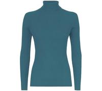 COMFYLOT & KK TRADERS MCR LTD Ladies Polo Roll Neck Long Sleeve Turtle Neck Plain Jumpers, Women Ribbed Cotton Highneck Pull Over Winter Cloths Stretch Sweatshirt Top Sweaters UK Plus Size, Teal, S-M