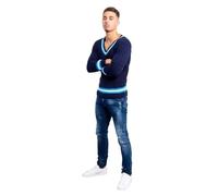 COMFYLOT & KK TRADERS MCR LTD Men’s V Neck Cable Knit Cricket Jumper Pullover Sweater | Adults Long Sleeve Cable Stripe Knitted Cricket Golf Sweater Sportswear Jersey Top Vest Plus Size S-4XL, Navy-S