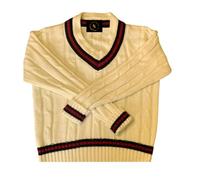 COMFYLOT & KK TRADERS MCR LTD Mens Cricket Jumper V Neck Long Sleeve Casual Wear Cable Knitted Tank top 2XL The Pro Performance Adult Match Sweater is Perfect for Early Season Cream