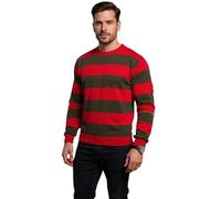 COMFYLOT & KK TRADERS MCR LTD Mens Halloween Striped Jumper, Red & Green Knitted Crew Neck Pullover Sweater, Ideal Christmas, Smart Casual Comfort