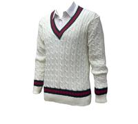 COMFYLOT & KK TRADERS MCR LTD Mens V Neck Cable Knit Cricket Jumper Pullover Sweater | Long Sleeve Cable Knitted Cricket Golf Sweater Jersey Top Vest S -XXL (2XL) Cream'
