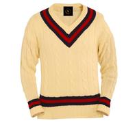 COMFYLOT & KK TRADERS MCR LTD Men's V-Neck Cricket Jumper Long Sleeve Cable Knitted Jersey Sweater Vest Top Casual Wear Cable Cream Tank top