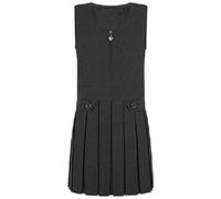 COMFYLOT & KK TRADERS MCR LTD® New Kids Girl’s Plain School Uniform Pleated Front Heart Zip Pinafore Two Button Wrap Over Knife Dress Sleeveless Junior School Wear (Grey, 4-5 Years)