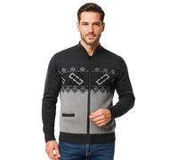 COMFYLOT & KK TRADERS MCR LTD New Men’S Classic Zip UP Cardigan Argyle Knitwear Granddad Aztec Two Front Pockets Knitted TOP Long Sleeves Warm Winter Front Zipper Jumper[Charcoal,S]