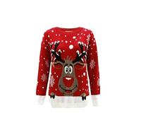 COMFYLOT & KK TRADERS MCR LTD Unisex Children Red Merry Christmas Jumpers - Kids Girls Long Sleeve Knitted Rudolph Christmas Sweatshirts Xmas Sweater Pullover Top for Winter Age UK 7-8 Years