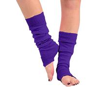 COMFYLOT & KK TRADERS MCR LTD® Women Fancy Stylish Acrylic Leg Warmers Plain 80s Party Neon Ballet Dance Ice Skating Accessories (Purple)