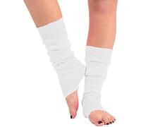 COMFYLOT & KK TRADERS MCR LTD® Women Fancy Stylish Acrylic Leg Warmers Plain 80s Party Neon Ballet Dance Ice Skating Accessories (White)