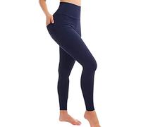 COMFYLOT & KK TRADERS MCR LTD® Women's Leggings High Waist Cotton Yoga Pants for Gym Sport Workout Fitness Yoga Running Walking (16, Navy)