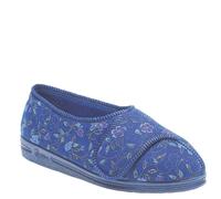 Comfylux Davina Superwide Touch Fastening Slippers - Navy Blue Floral - 6 UK